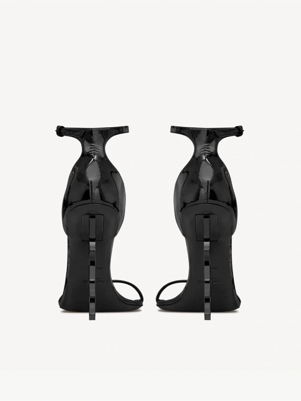 Saint Laurent Black Patent Opyum YSL-Logo Heel Sandal